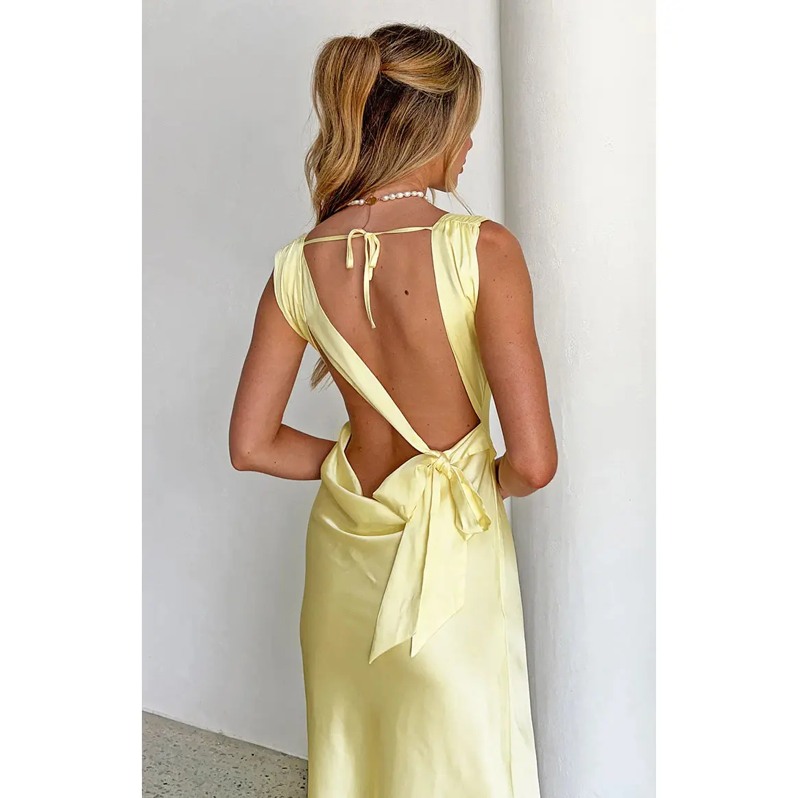 Laria Yellow Satin Formal Maxi Dress - TikTok Shop