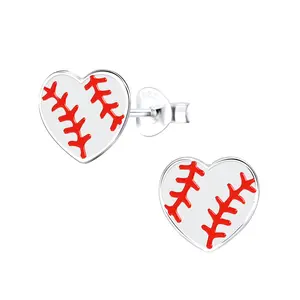 925 Silver Baseball Earrings for girls