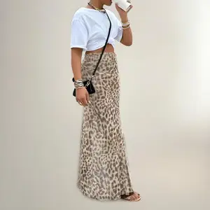 Women's Leopard Print High Waist Bodycon Skirt, Fashion Casual Long Skirt for Daily Outdoor Wear, Ladies Bottoms for Summer