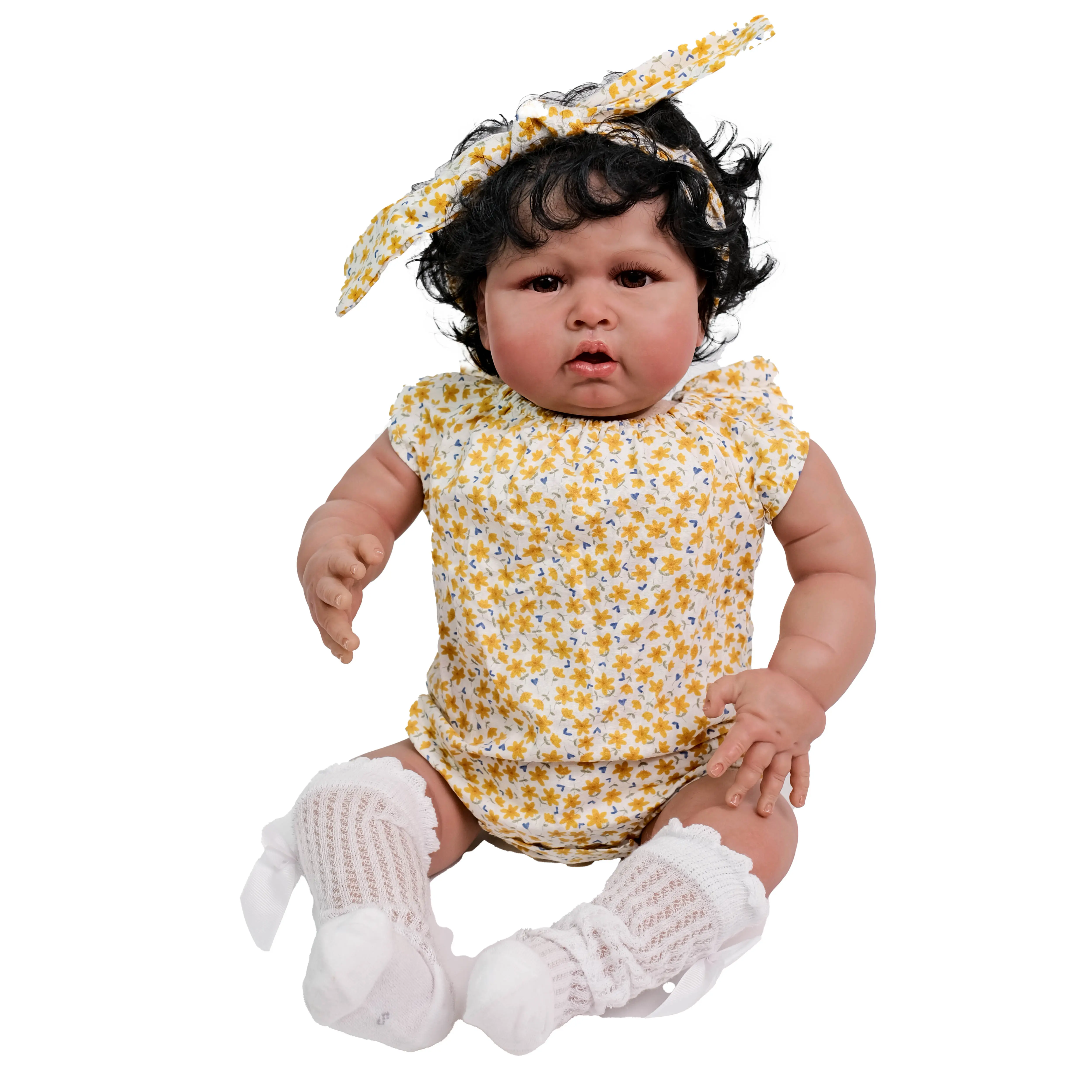 Lifelike Reborn Toddler Baby Dolls Girls Black 24inch Reborn Doll Soft Body Realistic African American Newborn Toddler Baby Doll Real Life Baby Dolls Gift