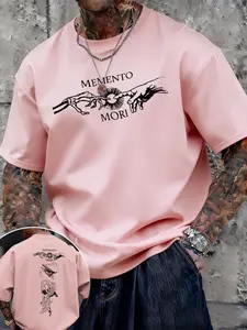"memento Mori" Dark Retro Line Drawing Print T-Shirt, Unisex Oversize Loose Fit, Casual Long Sleeve, Perfect Gift for Summer