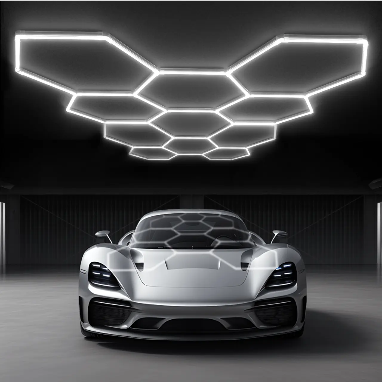 LUMENFOX 2025 Upgraded DIY Plug-In Honeycomb LED Ceiling Lights, 110LM/W Efficient Hexagon Garage Lighting for Garages, Supermarkets, Malls, Car Shows. Basements, Hexagonal Ceiling Lights and Holiday Decor like memorialday Dealsforyoudays