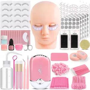 Eyelash Extension Kit for Beginners, Professional Lash Extension Kit with Mannequin Head, Lash Starter Kit with Lash Fan, Lash Extension Supplies for Practice Training Kit