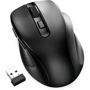 P-MUW01    Wireless Mouse BT5.0/3.0 & 2.4G, 6 Buttons, 5 Level 4000DPI Bluetooth Mouse, 18 Months Battery, Portable Optical Computer Mice for Laptop, PC, Chromebook, Windows, Mac-Black
