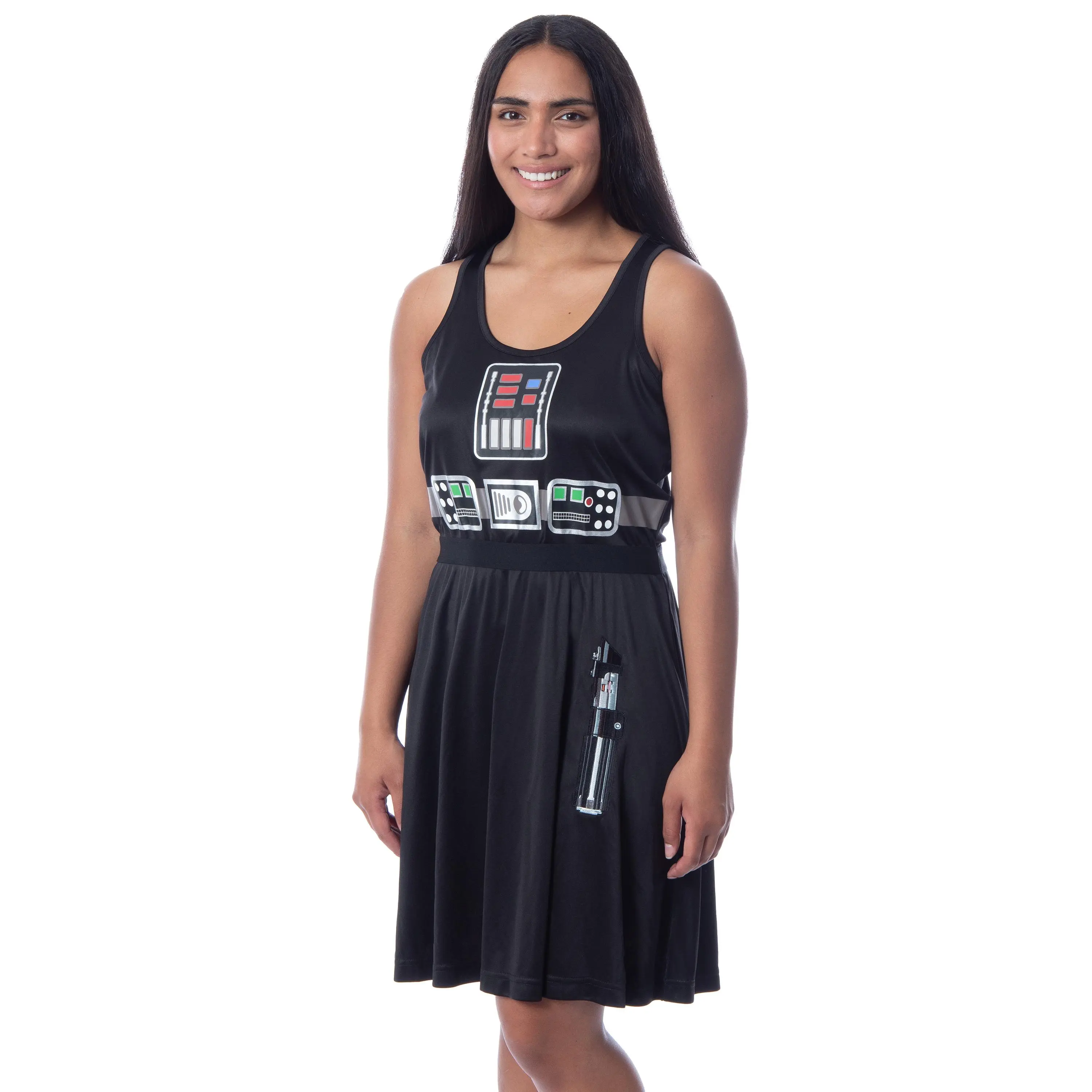 PJammy Women's Star Wars Darth Vader Comic Costume Sleeveless Racerback Round Neck Nightdress, Smooth Elastic Fabric Soft Comfortable Lounging Apparel