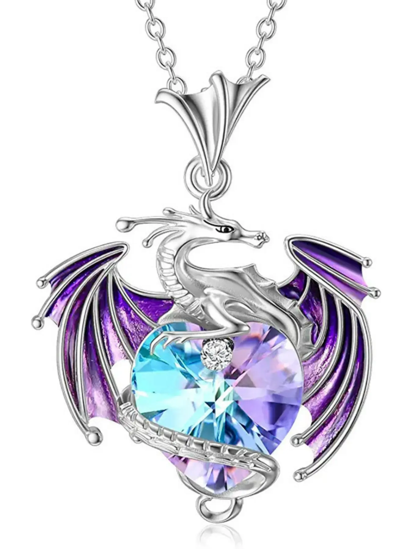 Dragon Ball Charm Love Birthstone Flying Dragon Pendant Ring Multicolor Alloy Women's Elegant Necklace Chic Gorgeous Jewelry