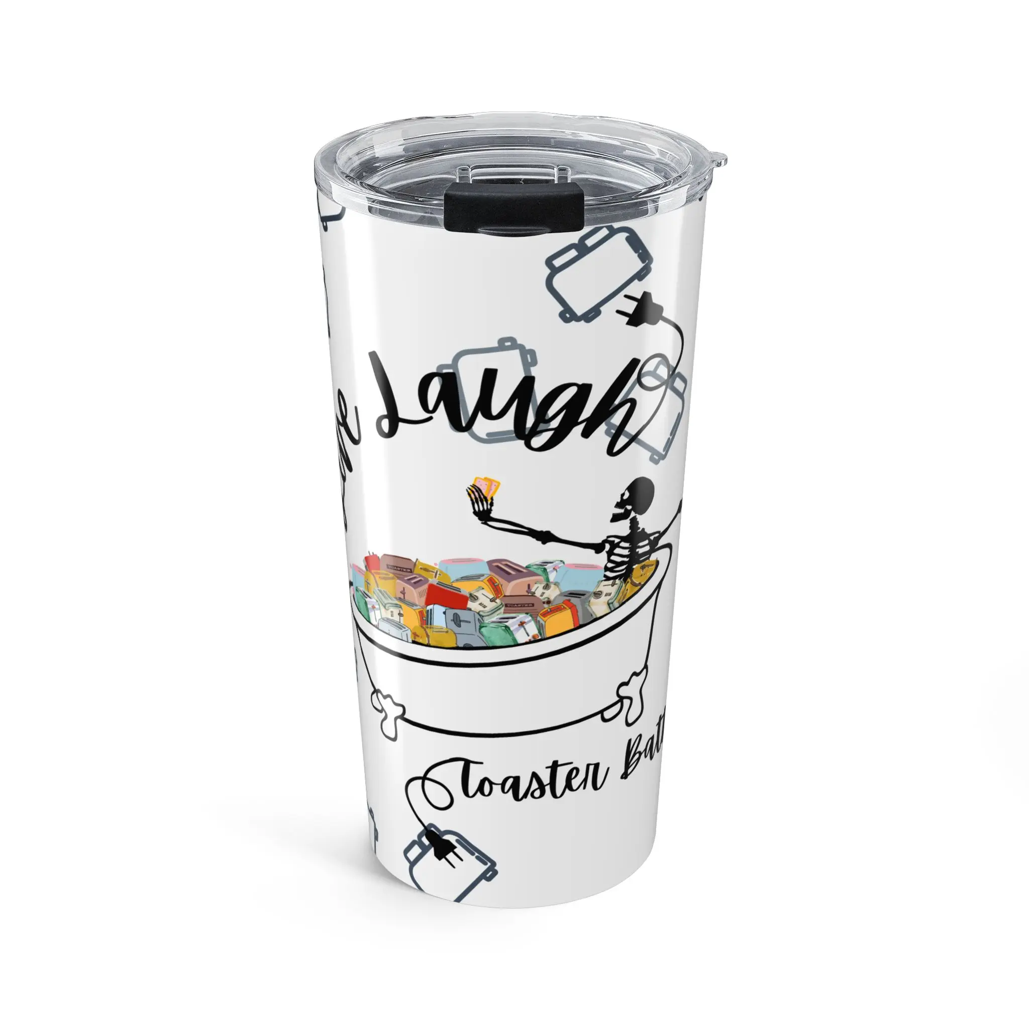Toaster Bath Illustration Tumbler 20oz | Cute Toast Pattern Stainless Travel Cup