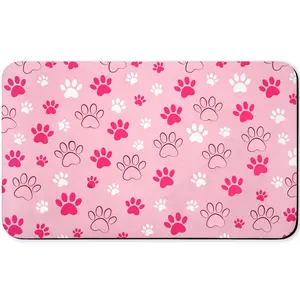 Pet Feeding Mat Waterproof Absorbent Design with Paws, Durable Easy Clean Surface for Dogs & Cats, Ideal Pet Accessory for Daily Use