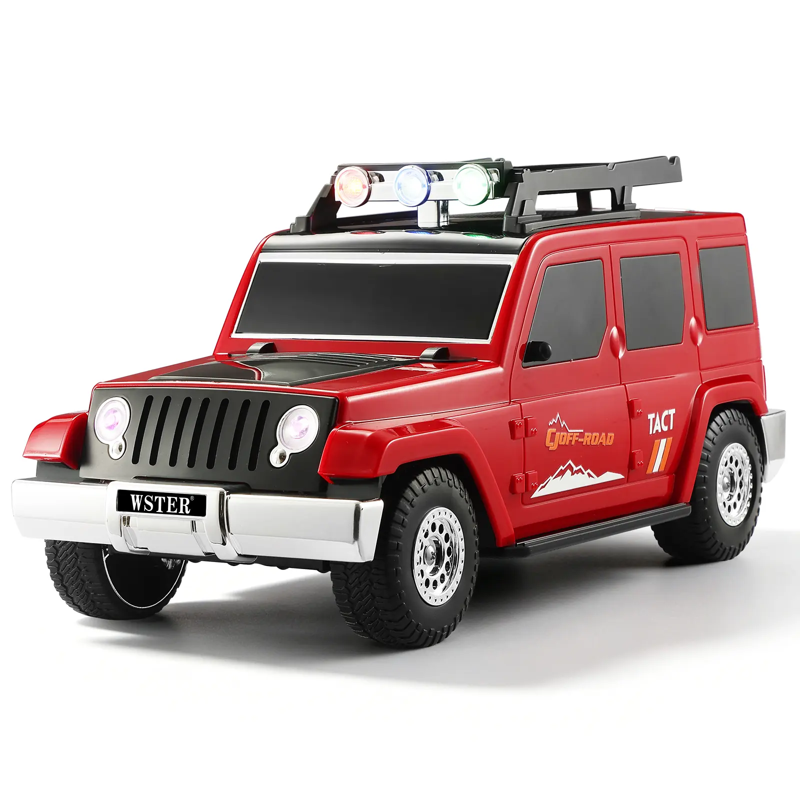 WSTER WS-670 Rugged Off-Road SUV Model Multifunctional Portable Speaker, Rechargeable Sound Box, Colorful LED Light Bar, TWS Stereo Sound, FM Radio, USB/TF Card, Built-In Mic, Desk Decor, Ideal Gift for Car Enthusiasts