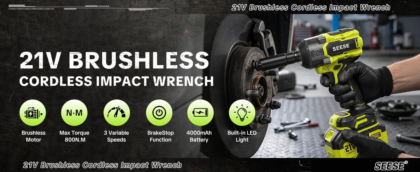 【FathersDayGift】SEESE 3 in 1 Cordless Impact Wrench 590 FT-LBS(800N.m) 3200IPM 1/2 Impact Gun High Torque Electric Impact Driver Cordless Impact Wrench with 21V 2 x4.0Ah Battery ,LED Light,9 Sockets,8 Drills,6 Screws & Case for Home Car Tire Lug Nut fathe 【FathersDayGift】SEESE 3 in 1 Cordless Impact Wrench 590 FT-LBS(800N.m) 3200IPM 1/2 Impact Gun High Torque Electric Impact Driver Cordless Impact Wrench with 21V 2 x4.0Ah Battery ,LED Light,9 Sockets,8 Drills,6 Screws & Case for Home Car Tire Lug Nut fathe