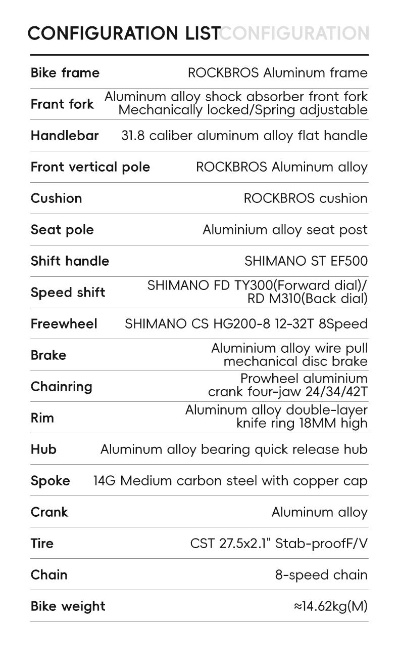 ROCKBROS MT200 Hardtail Mountain Bike - Sports & Outdoor Leisure Cycling Equipment