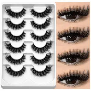 Fake Lashes Fluffy Cat Eye Lashes 8D Fluffy Volume False Eyelashes D Curl Dramatic Thick Full Strip Faux Mink Lashes