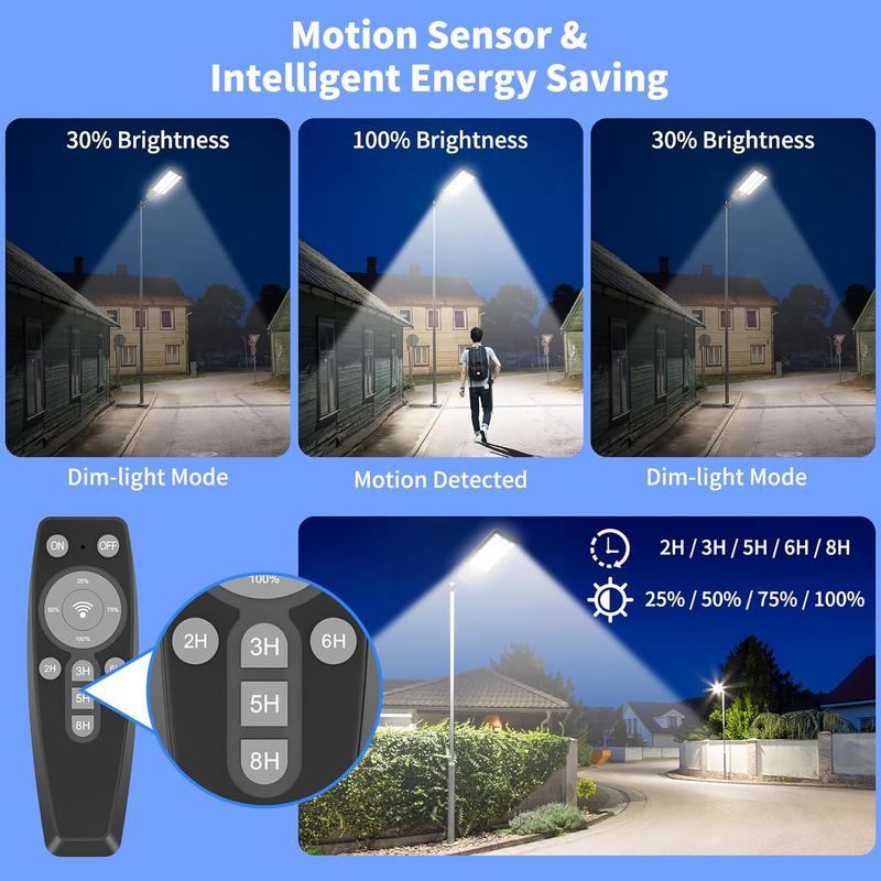 HYKOONT 9000 Plus Large Solar Street Light Super Bright Flood Lights Outdoor Solar Parking Lot Lights Dusk to Dawn Outdoor Lighting Motion Sensor and Remote Control