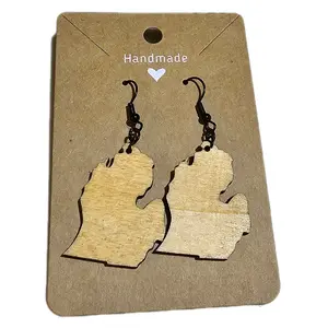Handmade Wooden Michigan Earrings