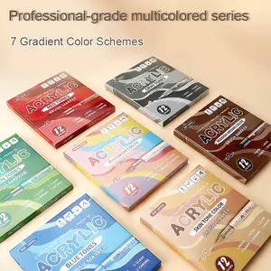 7-Pack 12-Color Liquid Gradient Acrylic Markers Set, Art Pen, Anime Hand-Drawn Style, Stacking Colors, Smooth Ink Flow, Ideal for Illustrators Students