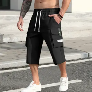 Men's solid color work pants - Heavy-duty loose style shorts with drawstring waist and flap pockets, suitable for daily casual wear - Multi-functional pants, non-extensible fabric, comfortable and fitting, suitable for work and leisure activities