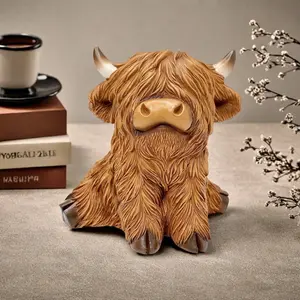 Adorable Highland Cow Resin Statue, Cute Cow Design, Cute Animal Sculpture for Home and Office Decor, Perfect Gift for Christmas, Valentine's Day, Thanksgiving