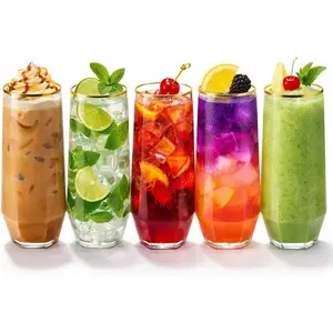 48 Pack  Unbreakable Stemless Plastic  Stemless Toasting coacktail Glasses, Durable 9 Oz  Disposable Champagne Flutes for Weddings, Bars, Events, and Celebrations (  Rim)
