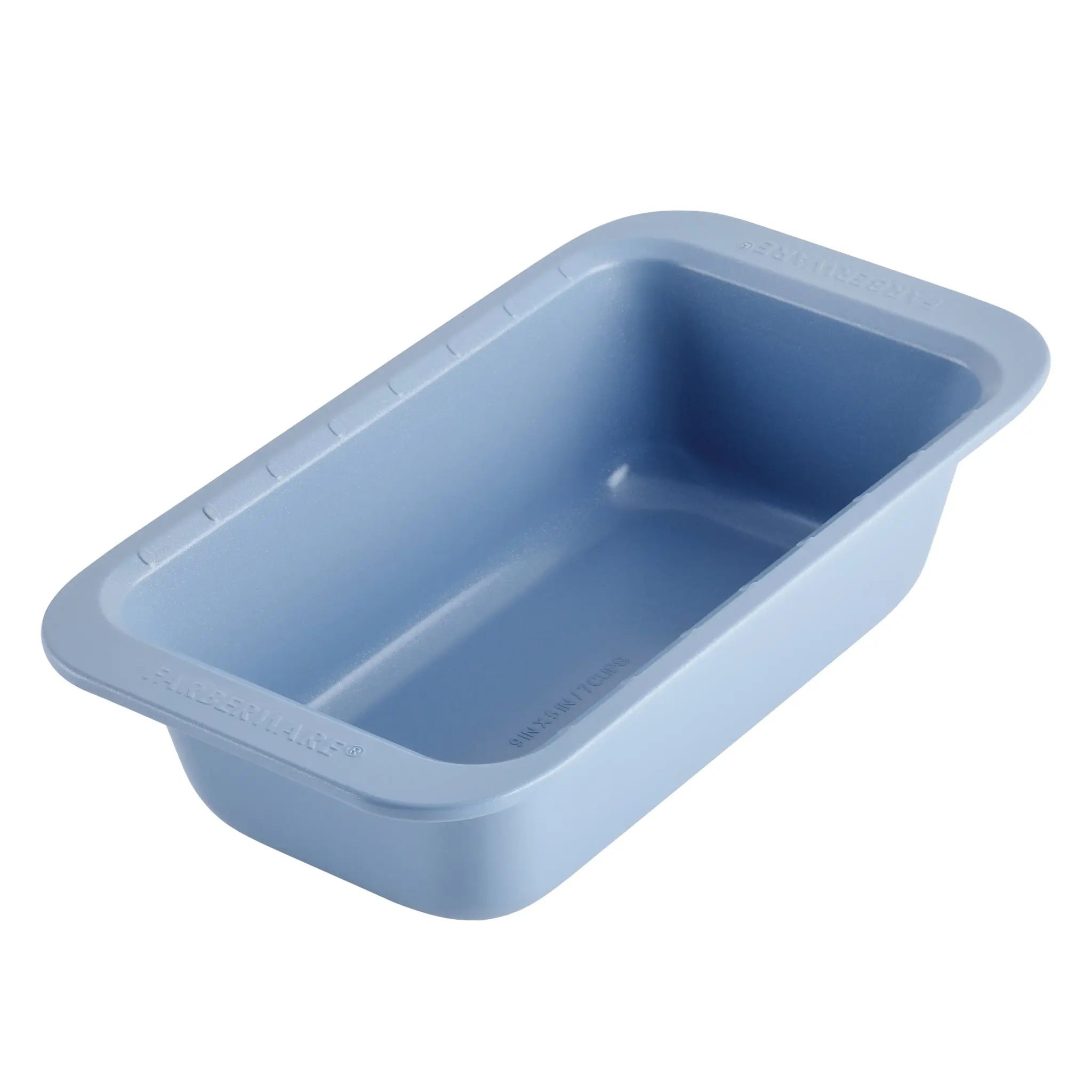Farberware Easy Solutions Steel Bakeware 9-In x 5-In Nonstick Loaf Baking Pan, with Handles, Easy-Portioning Lines, Oven Safe up to 450°F, Dishwasher Safe