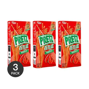 Glico Pocky Spicy Shrimp Flavor Biscuit Sticks 3-Pack (41g/bag) - Whole Wheat & High Fiber Snack