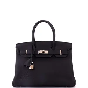 Pre-owned HERMÈS Leather Tote Bags REBAG Hermes Birkin Handbag Noir Togo with Palladium Hardware 30 by Rebag