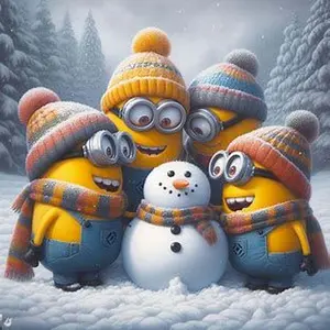 5D DIY Full Drill Round Diamond Painting - Diamond Art Kit Minions, Snowman, Winter. Mosaic, Canvas - DIY Decorative Painting, Home Wall Decor, Suitable for Halloween and Christmas, Birthday and Anniversary Gifts.
