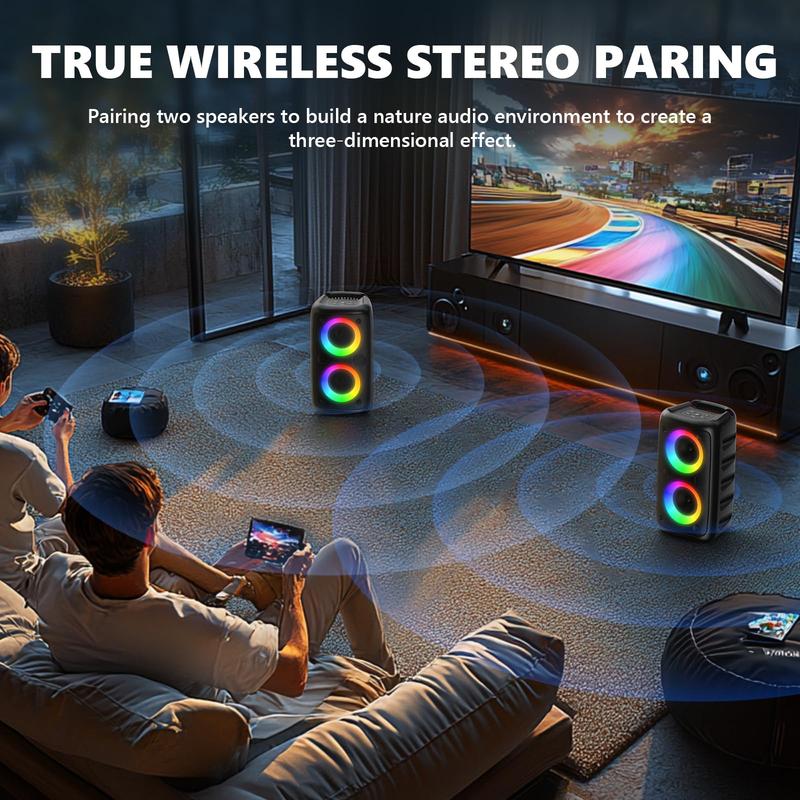 Portable Wireless PA Speaker Compact Karaoke Subwoofer with Colorful Lights Supports TF Card, FM, USB Type-C Charging Ideal for: Indoor Dancing Family Gatherings Karaoke Sound Systems Courtyard Relaxation Disco KTV Holiday Gifts Portable Wireless PA Speaker Compact Karaoke Subwoofer with Colorful Lights Supports TF Card, FM, USB Type-C Charging Ideal for: Indoor Dancing Family Gatherings Karaoke Sound Systems Courtyard Relaxation Disco KTV Holiday Gifts