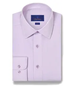 White & Lilac Micro Tic Dress Shirt | David Donahue