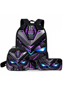 Robot-print backpack three-piece set, including lunch bag, pencil case, and backpack, Backpack For School