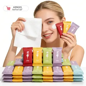 Compressed Towels Tablets (9.4" x11.8") 42 Bulk Set Disposable Compressed Washcloths for Travel & Camping, Soft Compressed Face Towel with for Daily Use & Camping Essentials