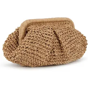 Straw Dumpling Clutch Bag - Woven Straw Tote Clutch Purse for Women - Summer Beach Bag - Wicker Clutch