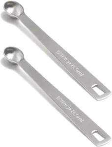 2PCS 1/10 Teaspoon(1/10tsp, 0.5ml) Single Tiny Measuring Spoon, Small Individual Stainless Steel Measure Spoons Only