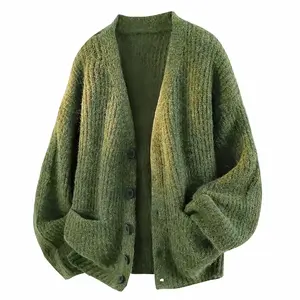 Spring New Cardigan Sweater, Vintage Casual Lazy Style V-Neck Knitwear, Men's Everyday Solid Color Jacket Loose Soft Comfortable Versatile, Men's Top Button Pocket Sweater Cardigan Knitwear