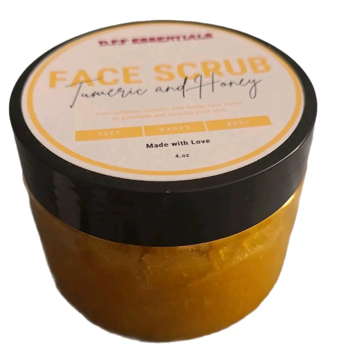 D.F.F Essentials Turmeric & Honey Face Scrub - Natural Exfoliant for Glowing Skin, Vegan-Friendly, Anti-Inflammatory, No Harsh Chemicals, 4 oz