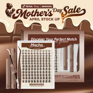 Mocha | BrownVenus Brown Manga Eyelash Extension Kit Fairy Viva Cluster Dark Brown Clusters for a Subtle Glam Brown Fairy Brown Manga Viva Style Soft Alternative to Harsh Black Lashes Perfectly Matched for Fair Skin & Blonde Brown Hair