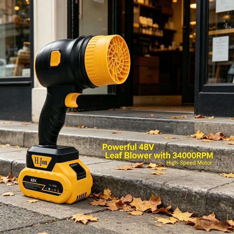 Cordless leaf blower, brushless dust collector, 3400 rpm, handheld electric dust collector for household cleaning, automobiles, and outdoor use. 21V mini dry blower fan, American standard two plug