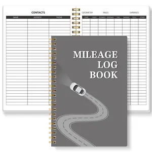 Car Mileage Log Book, Simple Style Car Mileage Log Book, Mileage Driven Record Book, Suitable for Car Rental Companies, Taxi Drivers, Personal Car Owners, Spiral Bound Planner
