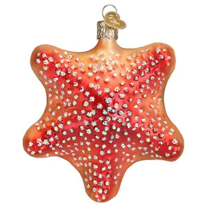 Old World Christmas Hanging Glass Tree Ornament, Red Starfish