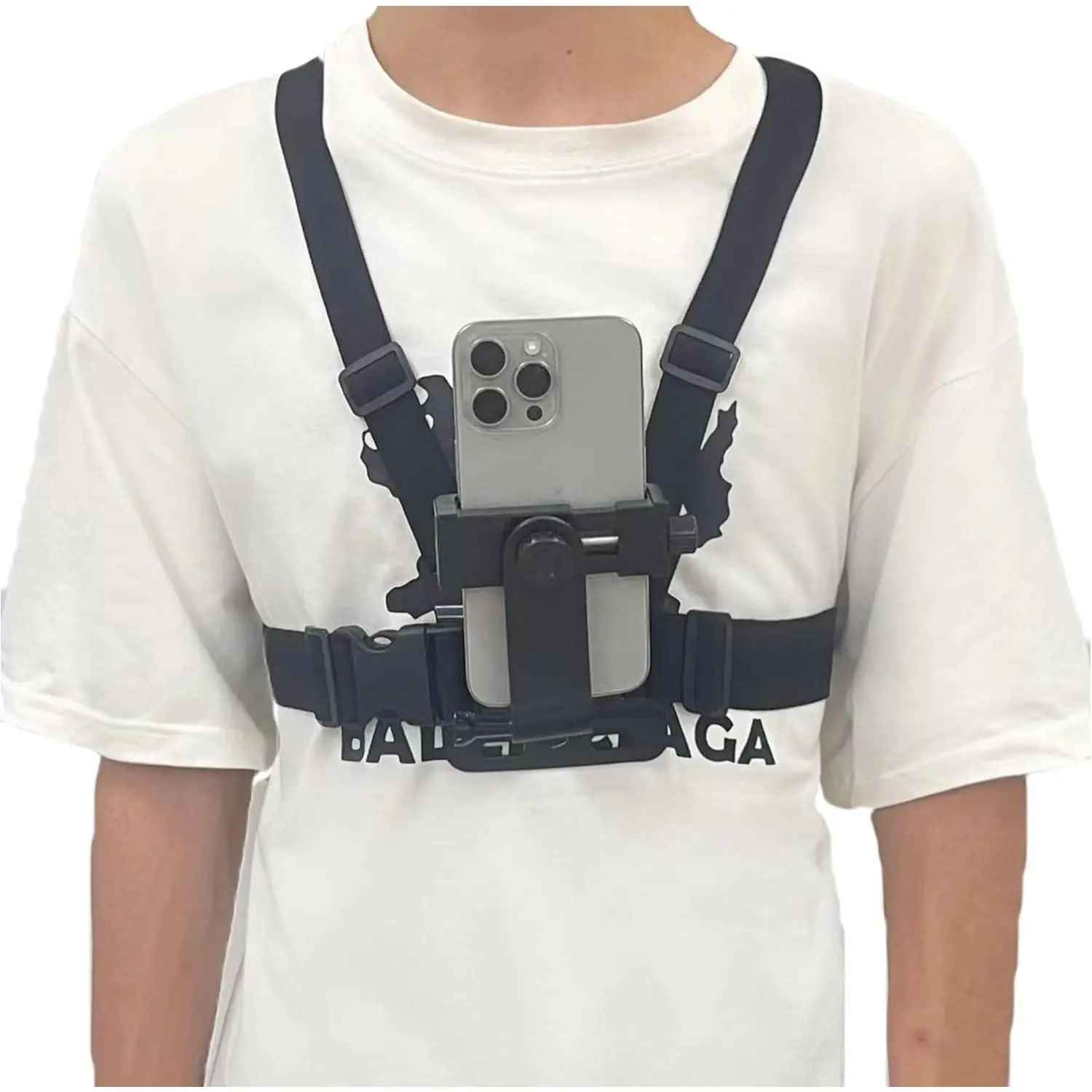 Mobile Phone Chest Mount Harness Strap Cell Phone Holder Mount for Video Recording Bike/Kayak/Fishing/Skateboard POV/VLOG for iPhone/Samsung for GoPro Hero 11 10 9 8/Insta360/DJI Action Camera, Black
