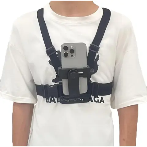 Mobile Phone Chest Mount Harness Strap Cell Phone Holder Mount for Video Recording Bike/Kayak/Fishing/Skateboard POV/VLOG for iPhone/Samsung for GoPro Hero 11 10 9 8/Insta360/DJI Action Camera, Black