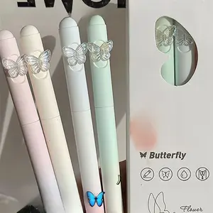 Set of 4 Butterfly Gel Pens with Gradient Pen Holder, Quick-Drying Ink, Smooth Writing, Versatile Use, Perfect for Signatures & Stationery Use