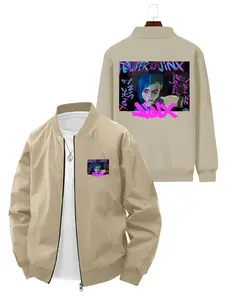 Trendy Street Style Men's Arcane Jinx Printed Bomber Jacket for Daily Wear and Casual Outings