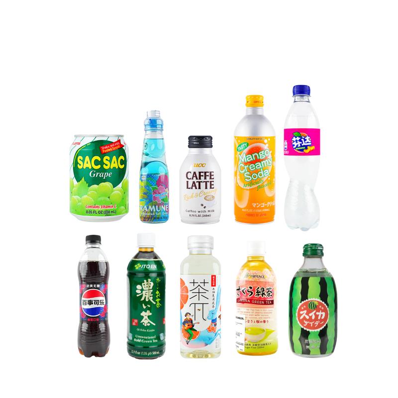 Omg Crunchbox 12 PC Asian Snack Box - 3 Beverages 4 Chips 2 Candy 3 Cookies Variety Pack in Box Assorted Full Size Items Perfect for Any Occasion Multipack