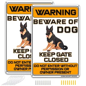 Beware of Dog Signs Aluminum Sign 12x8 Inch 2pack with Mounting Hardware for Home Farm Yard Garden Do Not Enter Keep Out Sign Orange tin sign wall decor sign aluminum wall art warning sign yardsigns  house sign  metal wall art decor private property