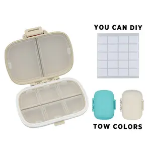 8 Compartments Portable Pill Case, Daily Pill Box to Hold Vitamins, Small Pill Container for Pocket Purse Medicine Organizer（Blue） Healthcare Aid