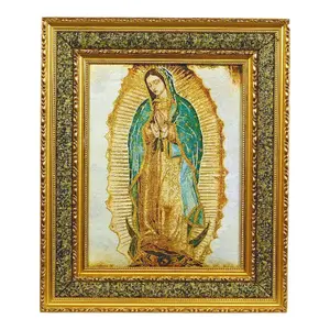 Virgen de Guadalupe 17"x21" CUADRO Full Body, Medio Cuerp o Varios Santos Picture Frame Cushioned Tela Texture Tapestry Acolchonado Brand New Religious Decor Cloth Our Lady of Guadalupe