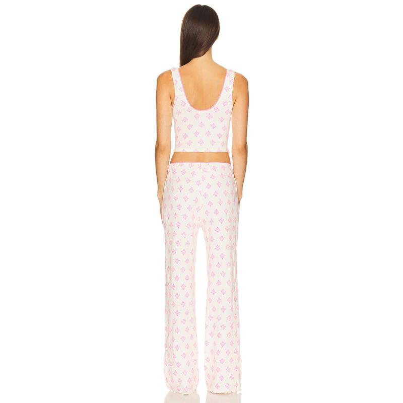 Free People x Intimately Fresh In Love Lounge Set in Pink Chalk Combo