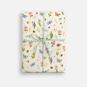 Butterflies and Flowers Wrapping Paper by James Ellis , Best of gift, Meaningful gift. (Get 1 paper cutter when buying any 5 rolls)