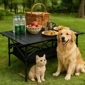 Folding Camping Table, Portable Roll Up Side Tables, Lightweight Aluminum Beach Table for Outdoor BBQ Tailgating Picnic, Travel