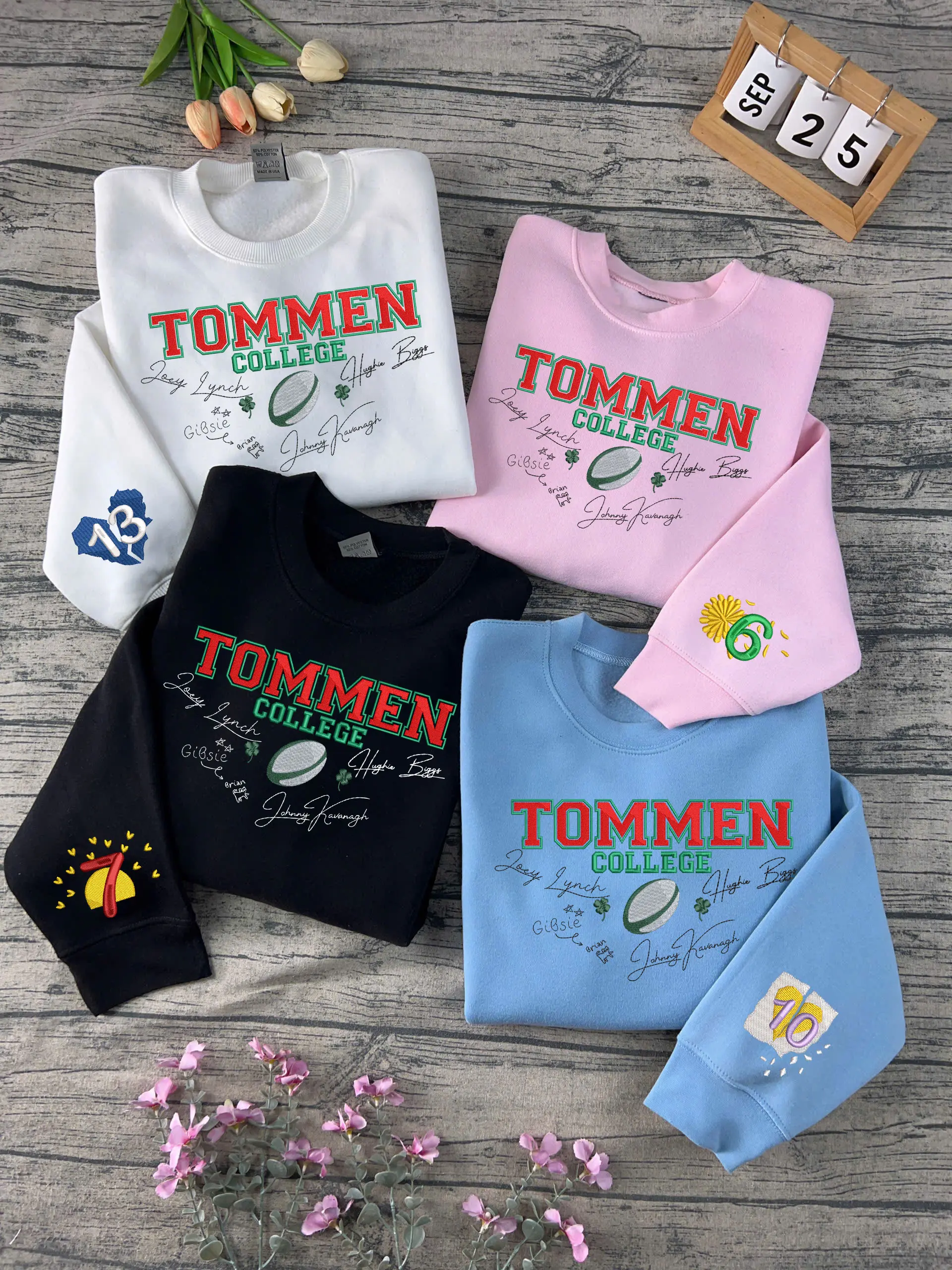 Boys of Tommen Embroidered Sweatshirt/ Hoodie, Tommen College University Crewneck, Kavanagh Lynch Gibsie Hughie, Bookworm Sweatshirt, Bookish Gift for Readers Piece Womenswear Hoodie